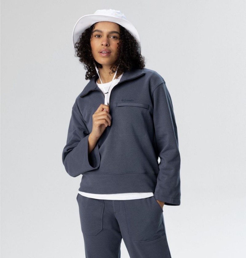 Navy Women's Columbia Lodge French Terry Pullover | AVDOX-1036