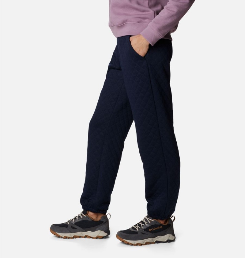 Navy Women's Columbia Lodge Quilted Joggers Pants | YVROS-0312