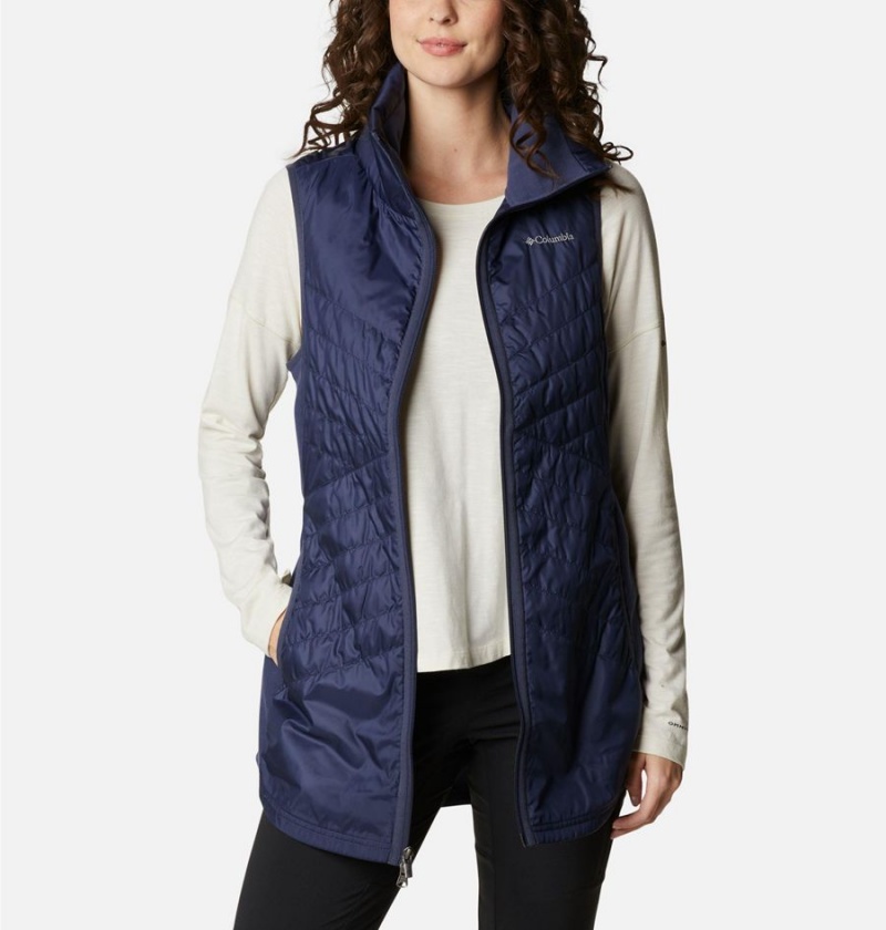 Navy Women's Columbia Mix It Around Long Vest | MGLEQ-3148