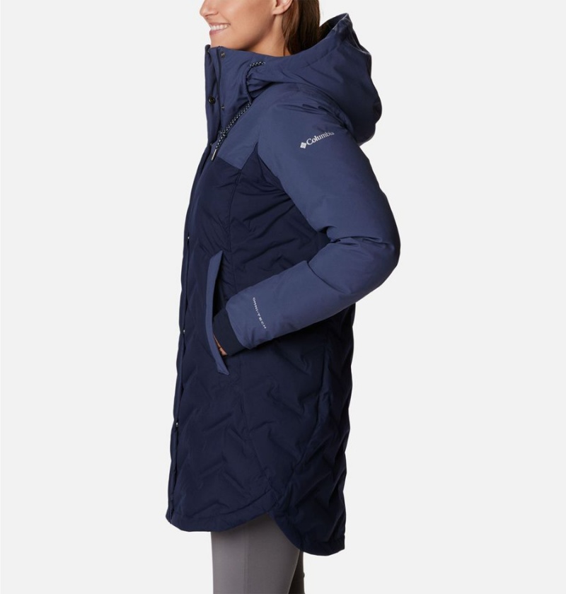 Navy Women's Columbia Mountain Croo II Mid Down Coats | GHUZR-8461