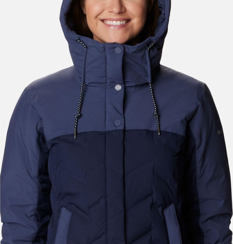 Navy Women's Columbia Mountain Croo II Mid Down Coats | GHUZR-8461