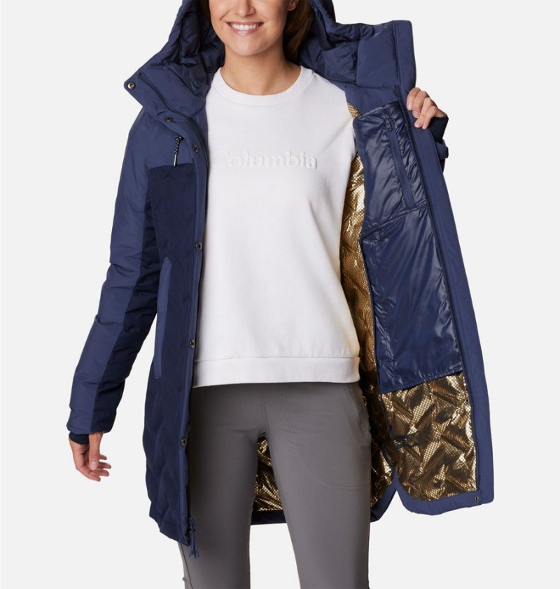 Navy Women's Columbia Mountain Croo II Mid Down Coats | GHUZR-8461