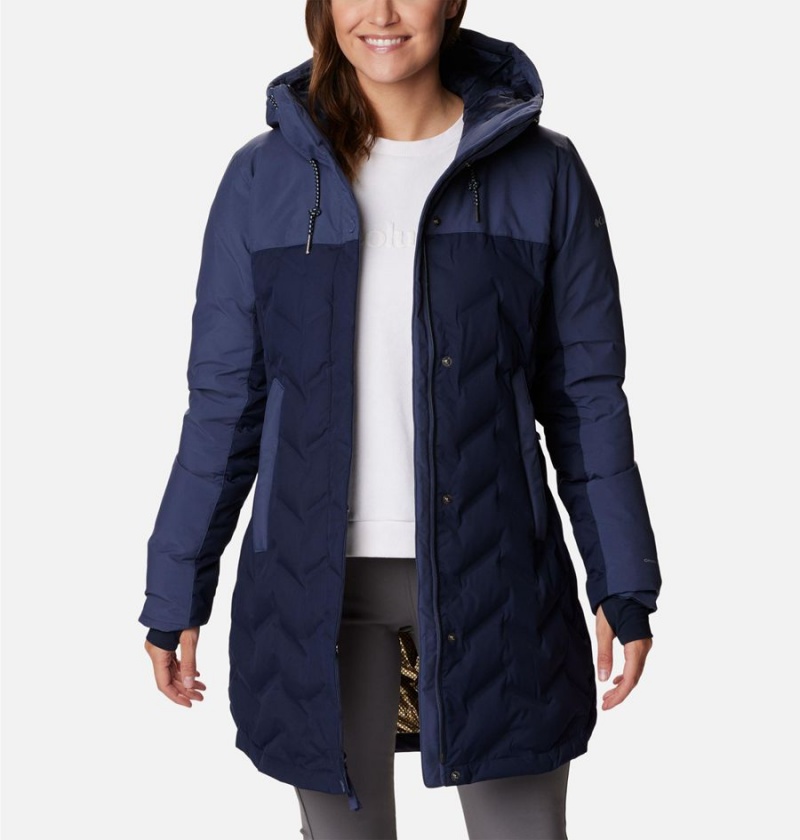 Navy Women's Columbia Mountain Croo II Mid Down Coats | GHUZR-8461