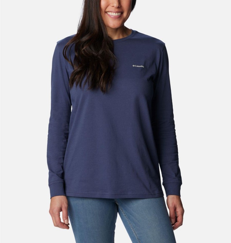 Navy Women's Columbia North Cascades Back Graphic Long Sleeve T-Shirt | XITYN-2351