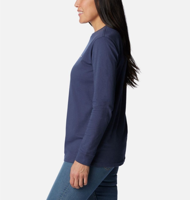 Navy Women's Columbia North Cascades Back Graphic Long Sleeve T-Shirt | XITYN-2351