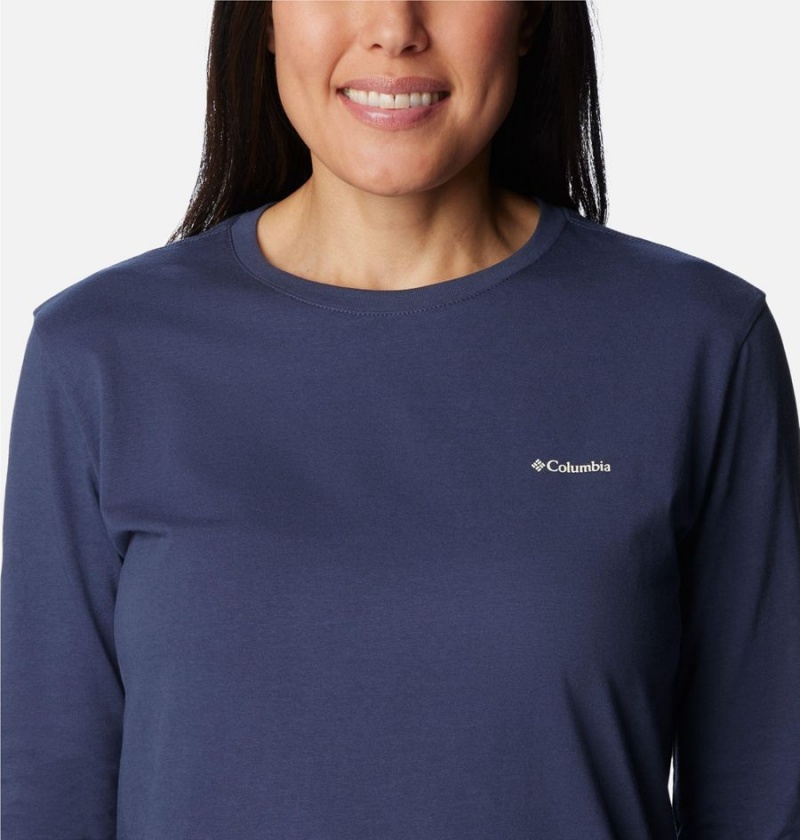 Navy Women's Columbia North Cascades Back Graphic Long Sleeve T-Shirt | XITYN-2351