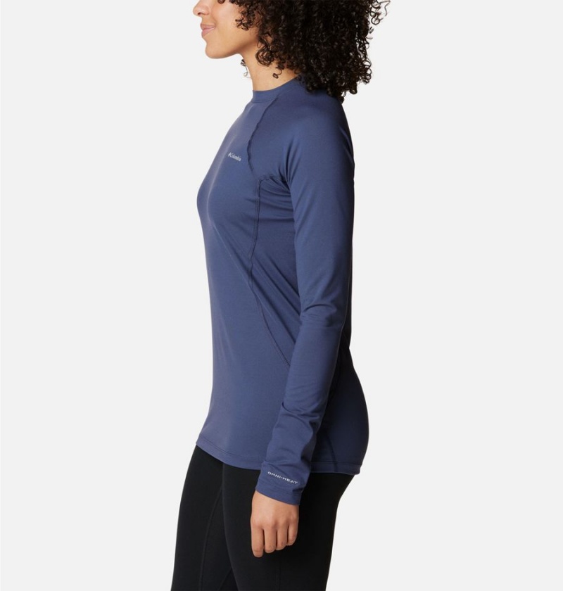 Navy Women's Columbia Omni Heat Midweight Baselayer Crew T-Shirt | OBRZG-1534