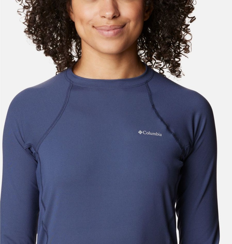 Navy Women's Columbia Omni Heat Midweight Baselayer Crew T-Shirt | OBRZG-1534