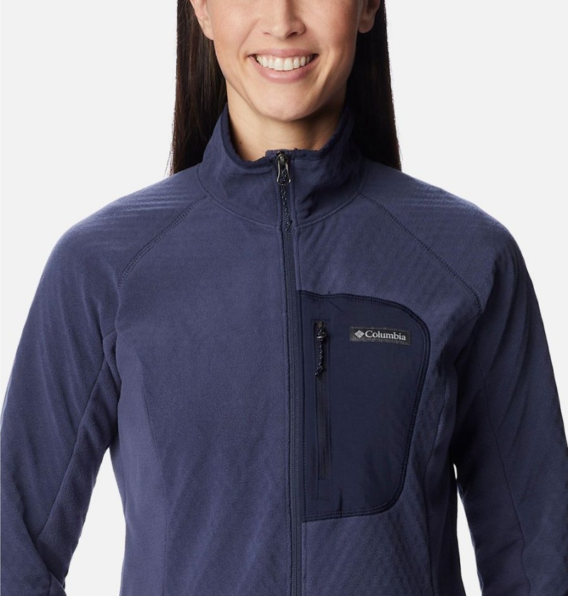 Navy Women's Columbia Outdoor Tracks Full Zip Fleece Jacket | RFAMT-7942