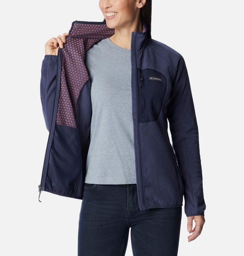 Navy Women's Columbia Outdoor Tracks Full Zip Fleece Jacket | RFAMT-7942