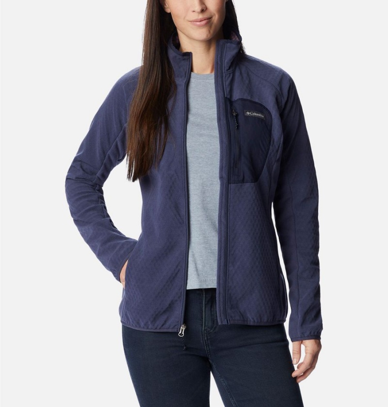 Navy Women's Columbia Outdoor Tracks Full Zip Fleece Jacket | RFAMT-7942