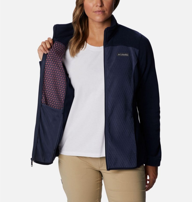 Navy Women's Columbia Overlook Trail Full Zip Fleece Jacket | CUFVY-2674