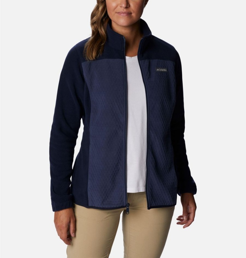 Navy Women's Columbia Overlook Trail Full Zip Fleece Jacket | CUFVY-2674