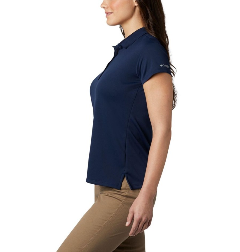 Navy Women's Columbia PFG Innisfree Short Sleeve Polo T-Shirt | MVSHX-9158