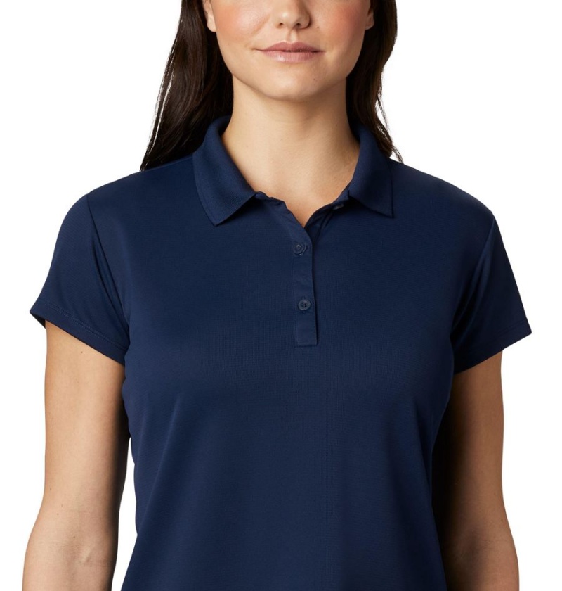 Navy Women's Columbia PFG Innisfree Short Sleeve Polo T-Shirt | MVSHX-9158