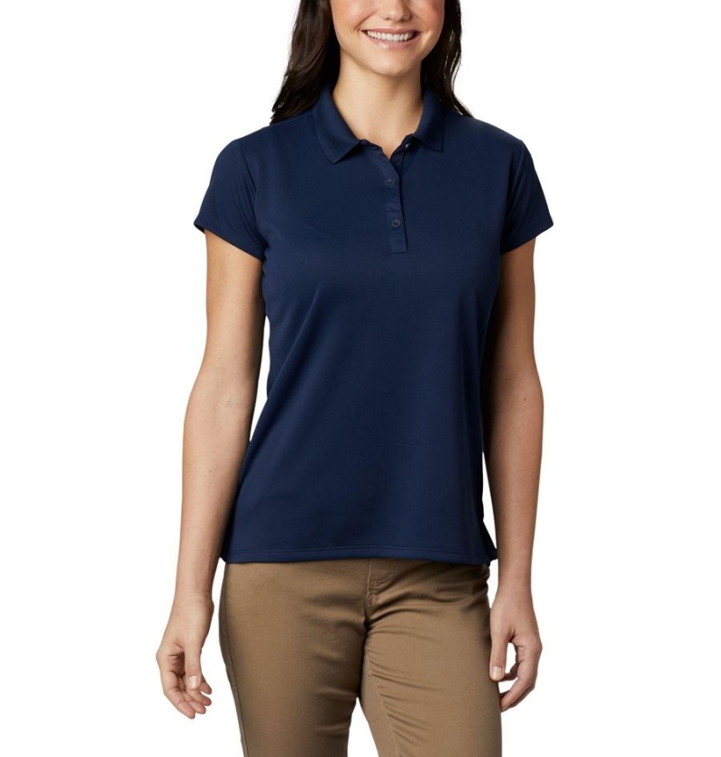 Navy Women\'s Columbia PFG Innisfree Short Sleeve Polo T-Shirt | MVSHX-9158