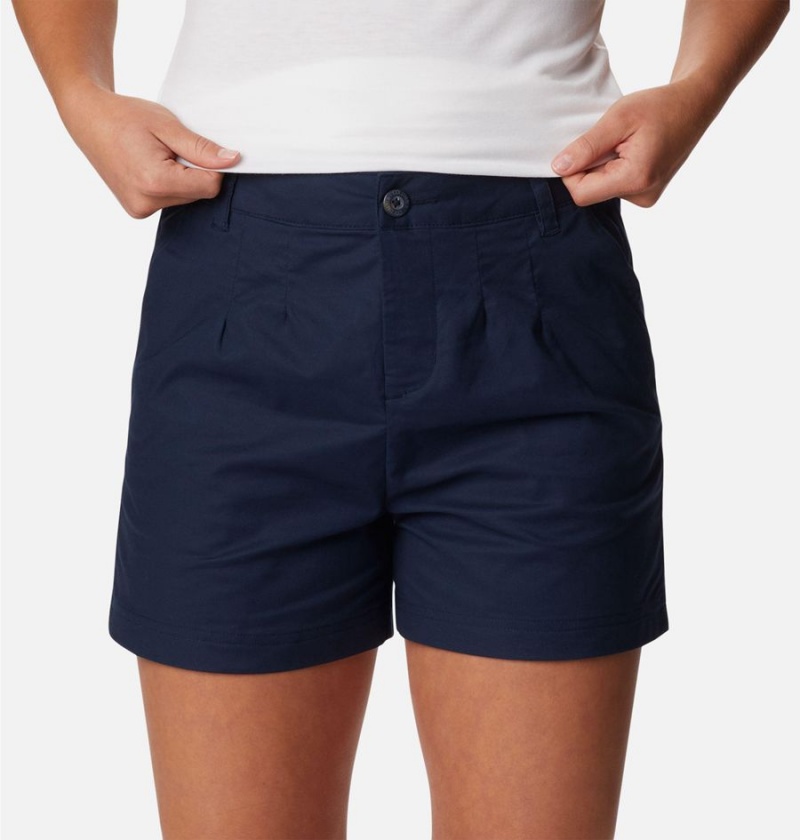 Navy Women's Columbia PFG Sun Drifter Chino Shorts | OMGJC-7295