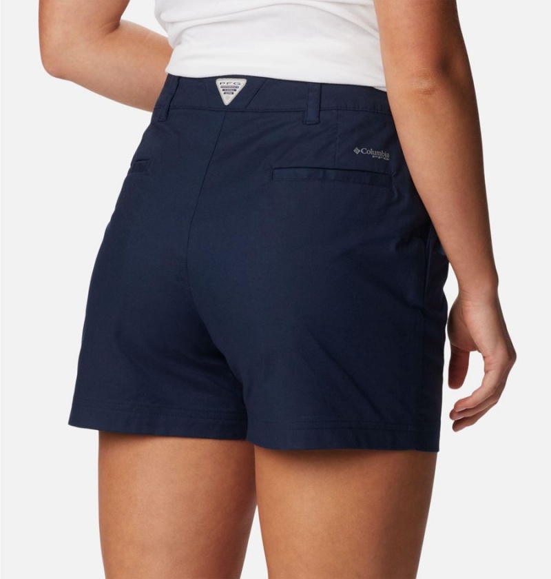 Navy Women's Columbia PFG Sun Drifter Chino Shorts | OMGJC-7295