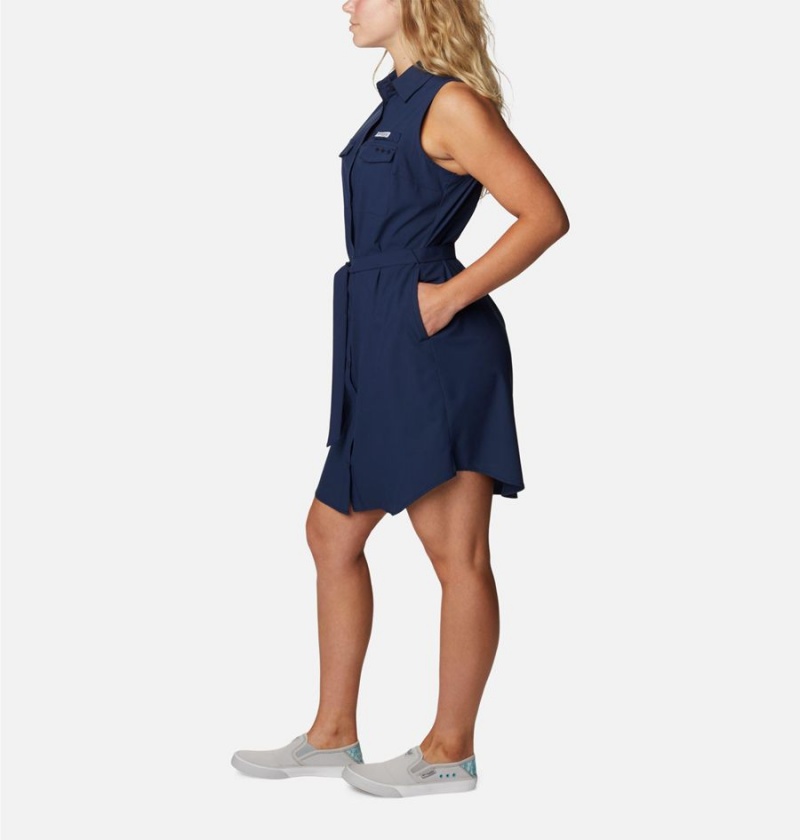 Navy Women's Columbia PFG Sun Drifter Woven II Dress | WBJKH-4190