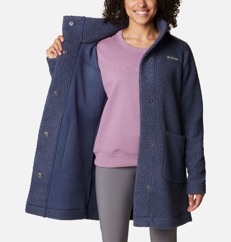 Navy Women's Columbia Panorama Long Fleece Jacket | UAPHX-0731