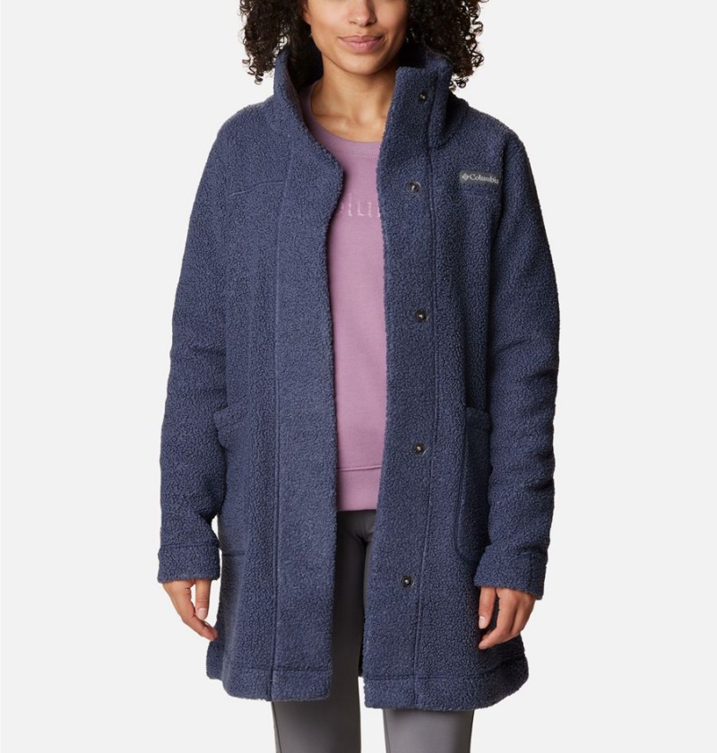 Navy Women's Columbia Panorama Long Fleece Jacket | UAPHX-0731