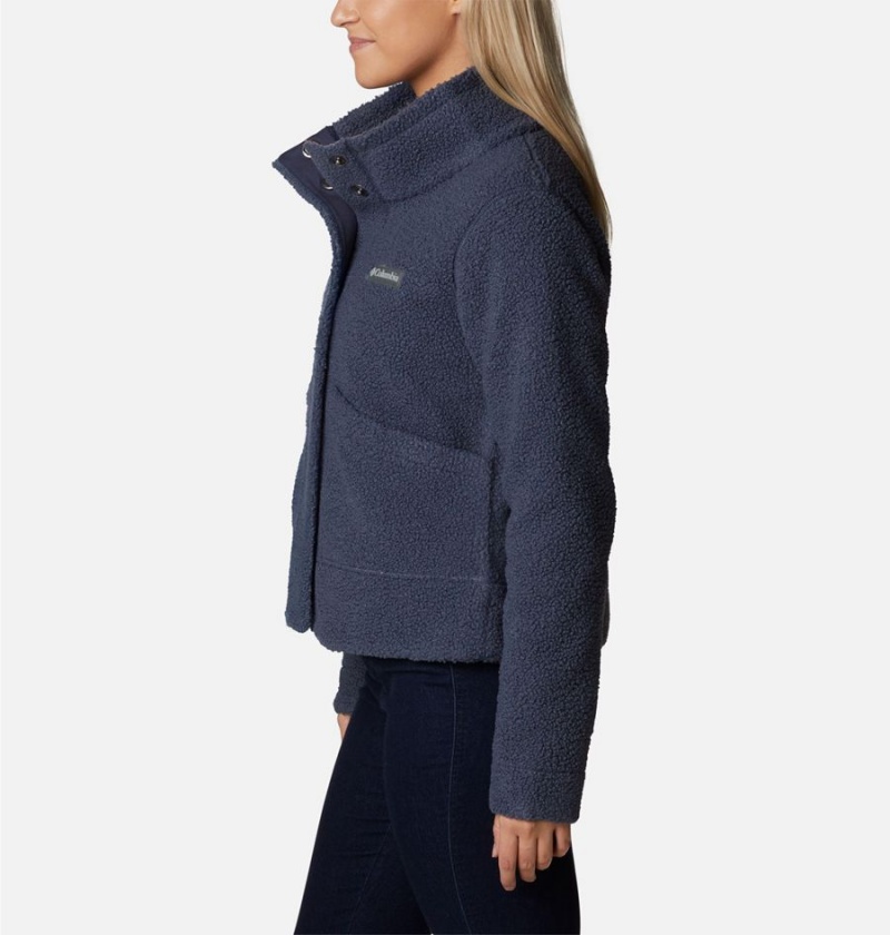 Navy Women's Columbia Panorama Snap Fleece Jacket | DRLCF-2839