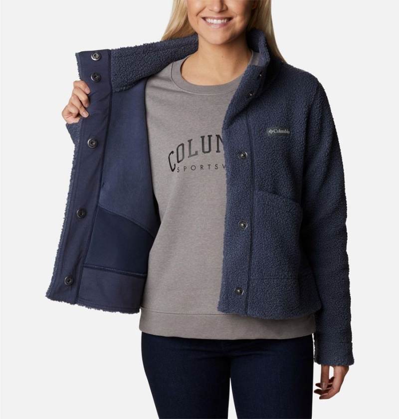 Navy Women's Columbia Panorama Snap Fleece Jacket | DRLCF-2839