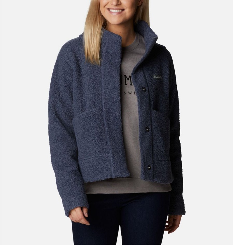 Navy Women's Columbia Panorama Snap Fleece Jacket | DRLCF-2839