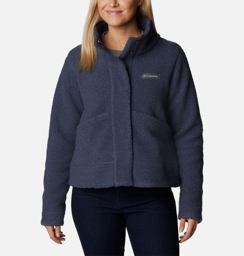 Navy Women\'s Columbia Panorama Snap Fleece Jacket | DRLCF-2839