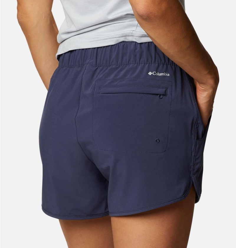 Navy Women's Columbia Pleasant Creek Stretch Shorts | VJHUQ-2735