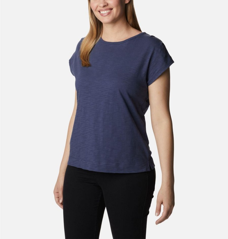 Navy Women's Columbia Point Loma T-Shirt | NBSEI-1694