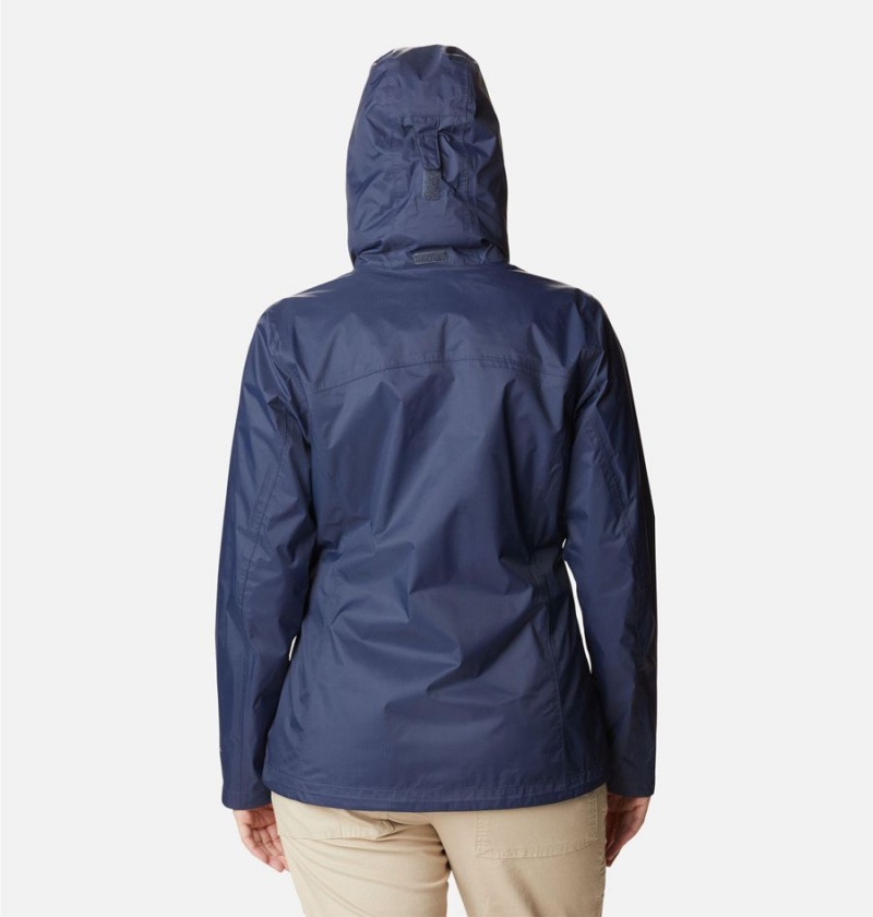 Navy Women's Columbia Pouration Rain Jacket | IVNKU-9208