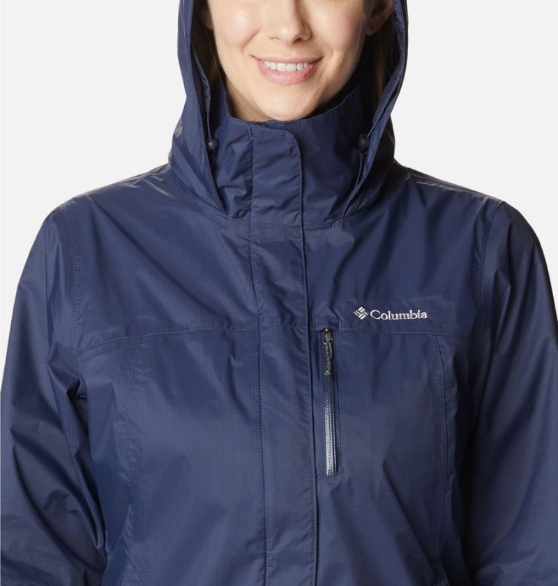 Navy Women's Columbia Pouration Rain Jacket | IVNKU-9208