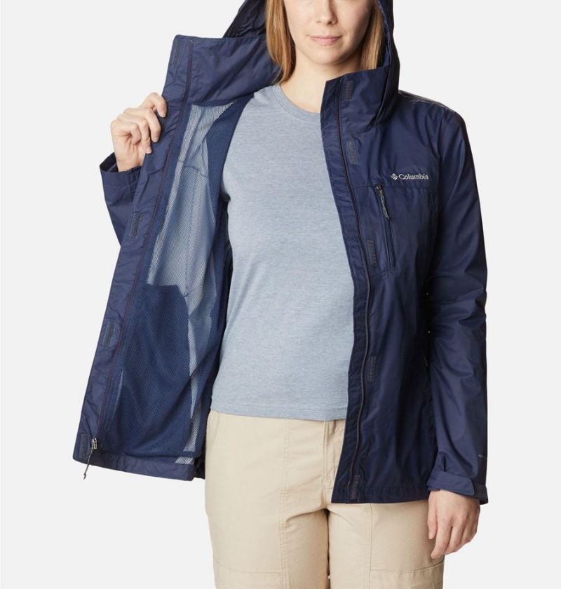 Navy Women's Columbia Pouration Rain Jacket | IVNKU-9208