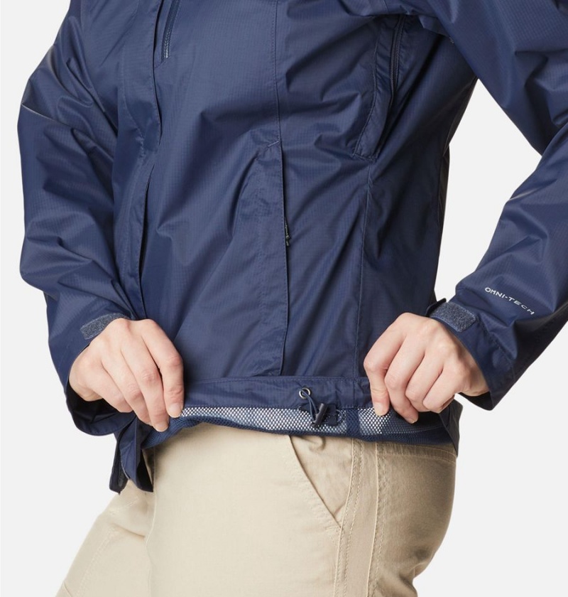 Navy Women's Columbia Pouration Rain Jacket | IVNKU-9208