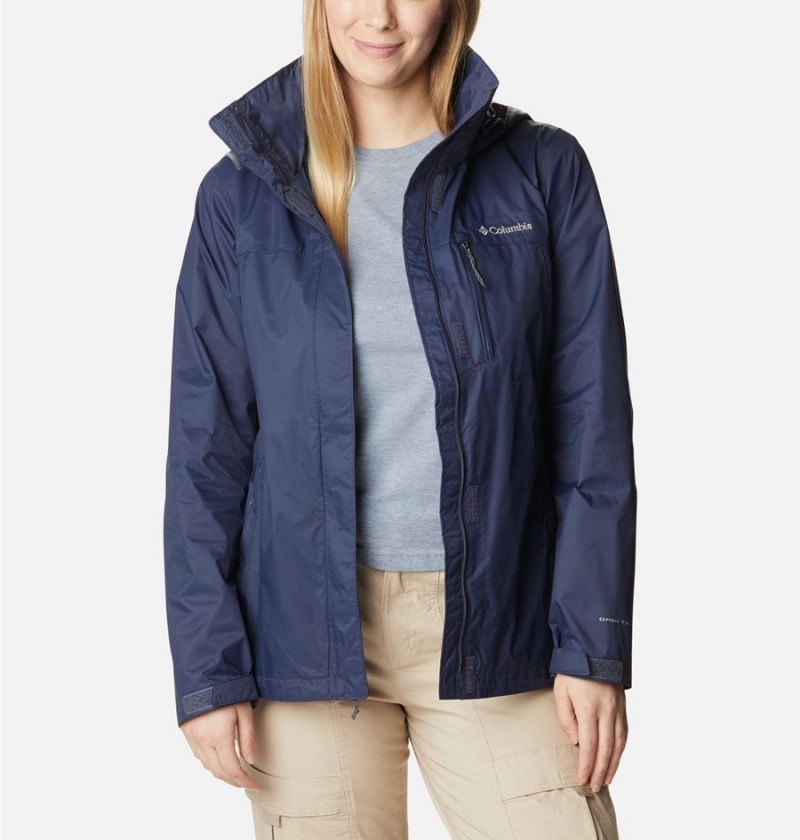 Navy Women's Columbia Pouration Rain Jacket | IVNKU-9208