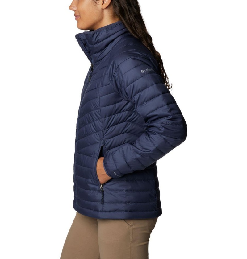 Navy Women's Columbia Powder Lite II Full Zip Puffer Jacket | QTHWU-9460