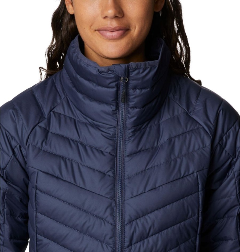 Navy Women's Columbia Powder Lite II Full Zip Puffer Jacket | QTHWU-9460