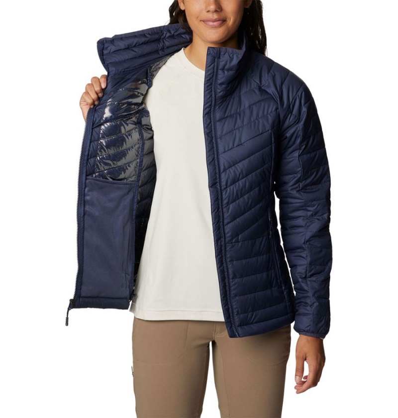 Navy Women's Columbia Powder Lite II Full Zip Puffer Jacket | QTHWU-9460