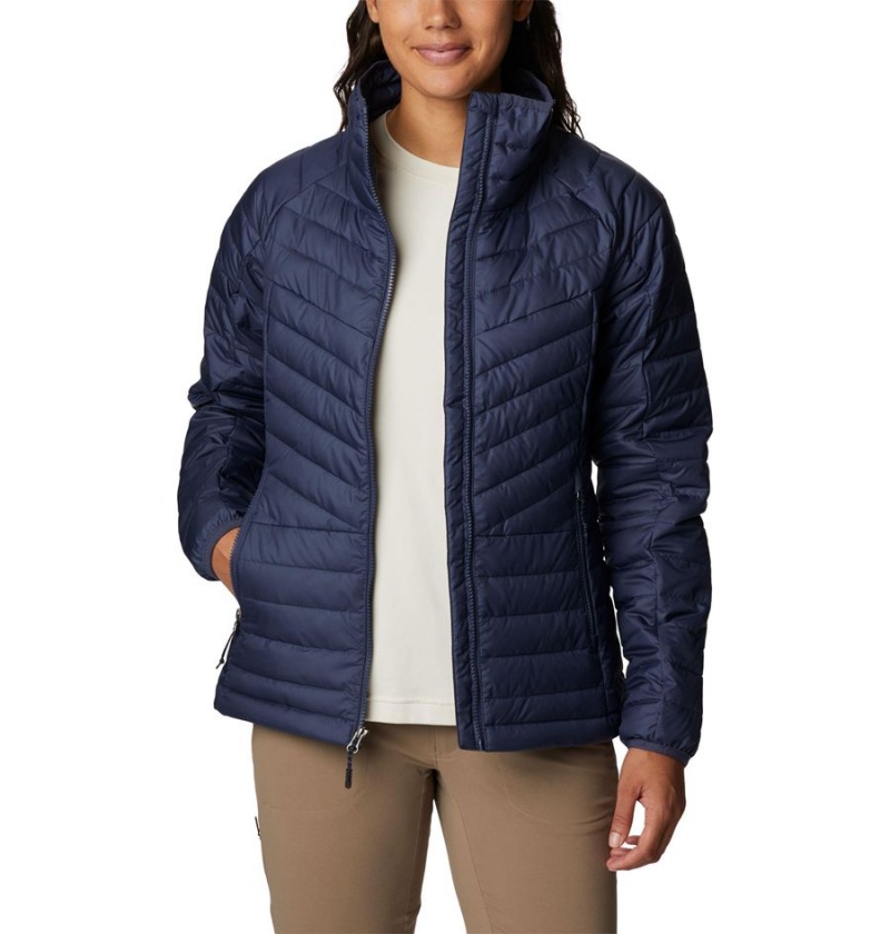 Navy Women's Columbia Powder Lite II Full Zip Puffer Jacket | QTHWU-9460