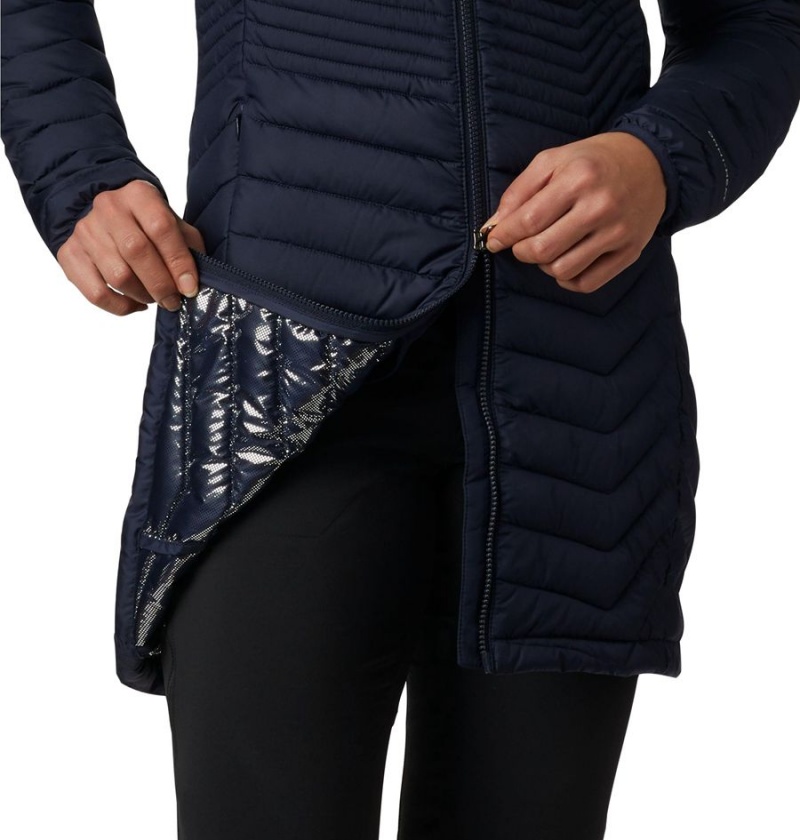 Navy Women's Columbia Powder Lite Mid Puffer Jacket | JNCRO-6395