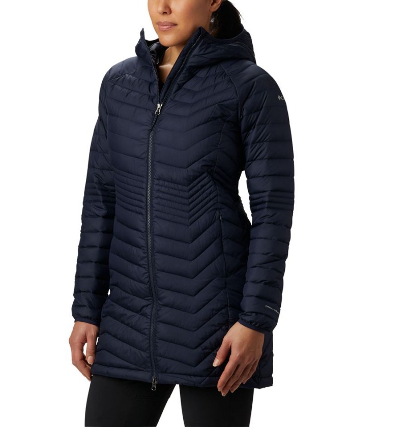 Navy Women\'s Columbia Powder Lite Mid Puffer Jacket | JNCRO-6395