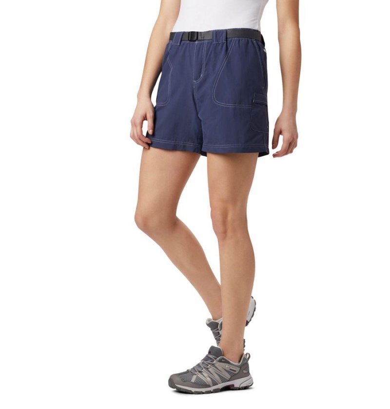 Navy Women\'s Columbia Sandy River Cargo Shorts | IZYOH-4815