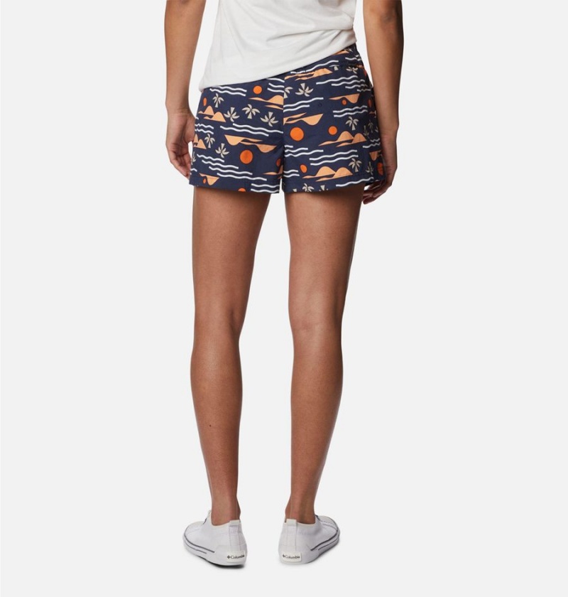 Navy Women's Columbia Sandy River II Printed Shorts | QZUGL-3164