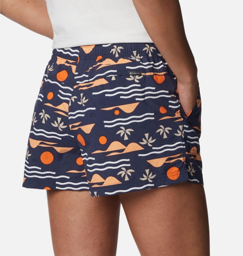 Navy Women's Columbia Sandy River II Printed Shorts | QZUGL-3164