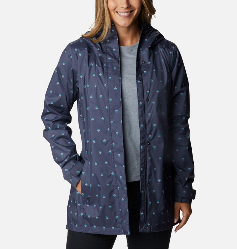 Navy Women's Columbia Splash A Little II Rain Jacket | UWEMF-7430