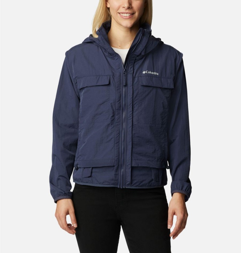 Navy Women\'s Columbia Spring Canyon Wind Interchange 3 In 1 Jackets | HOCVW-4912