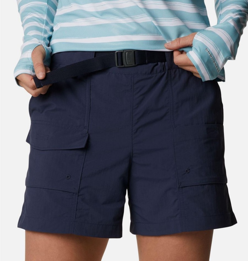 Navy Women's Columbia Summerdry Cargo Shorts | DISHT-4816