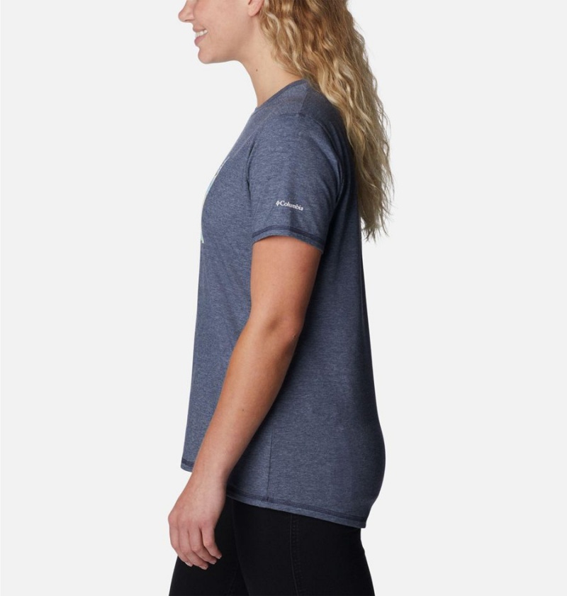 Navy Women's Columbia Sun Trek Graphic T-Shirt | RVOSN-0186