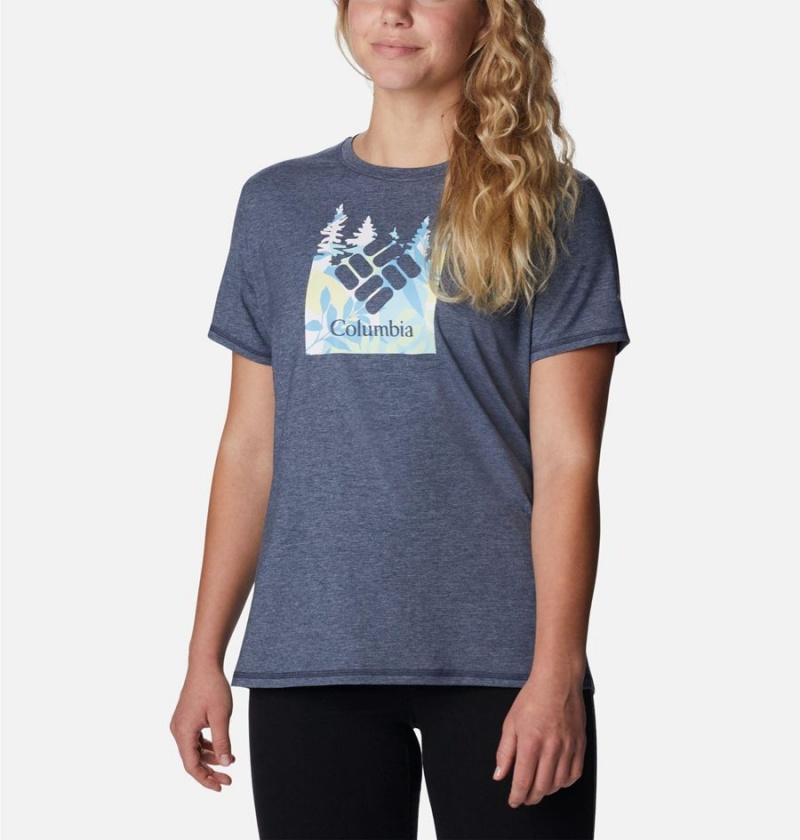 Navy Women's Columbia Sun Trek Graphic T-Shirt | RVOSN-0186